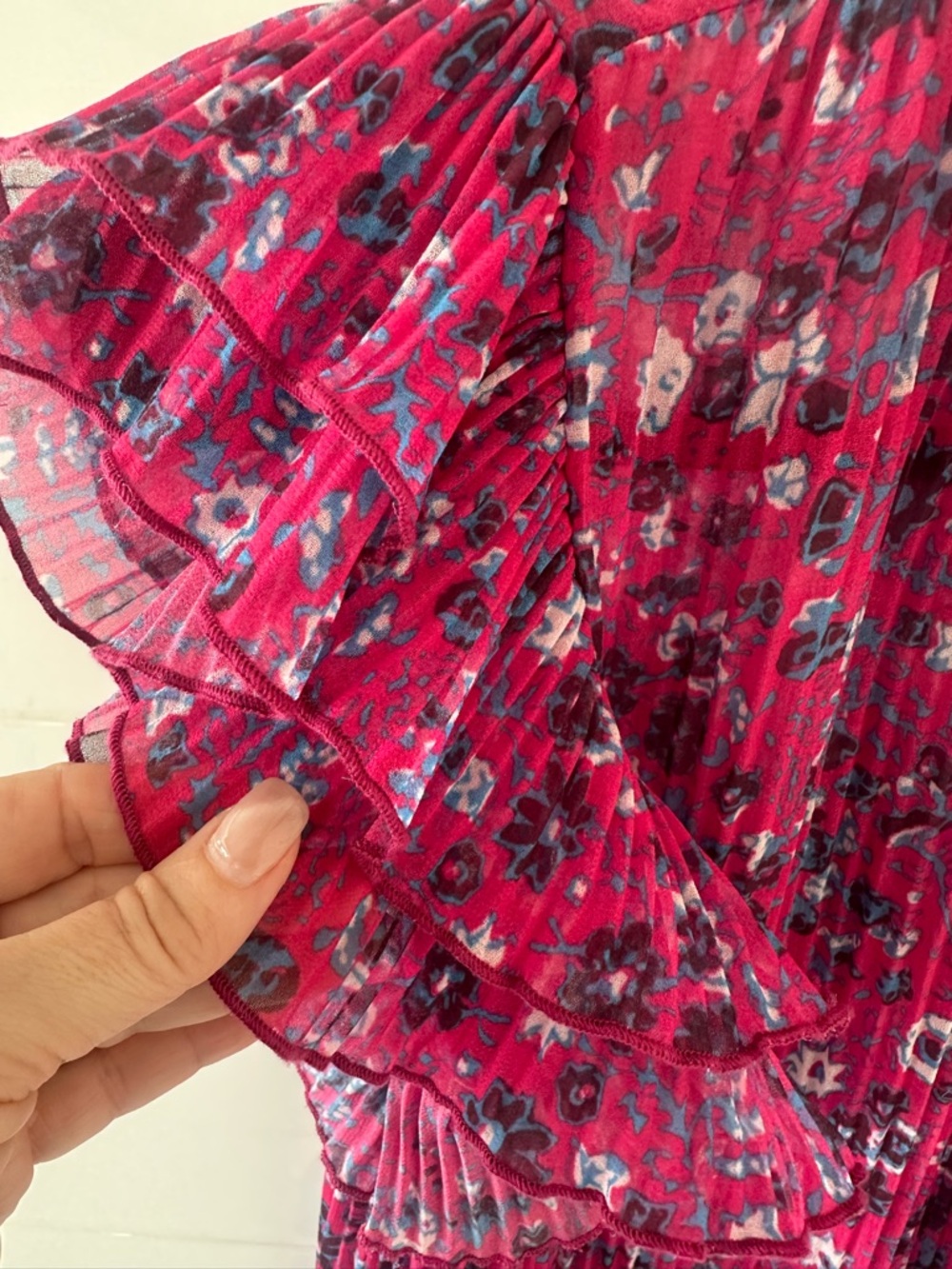 Anthropologie Frieda Pleated Ruffle Floral Top - Picture 7 of 8